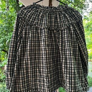 Universal Thread Teal and White Checkered Blouse